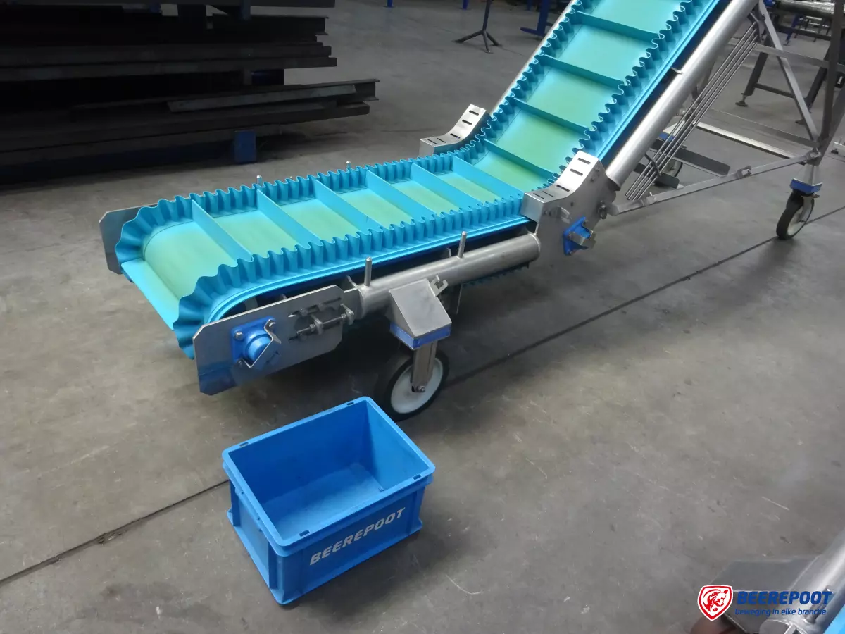 Opvoer transportband RVS